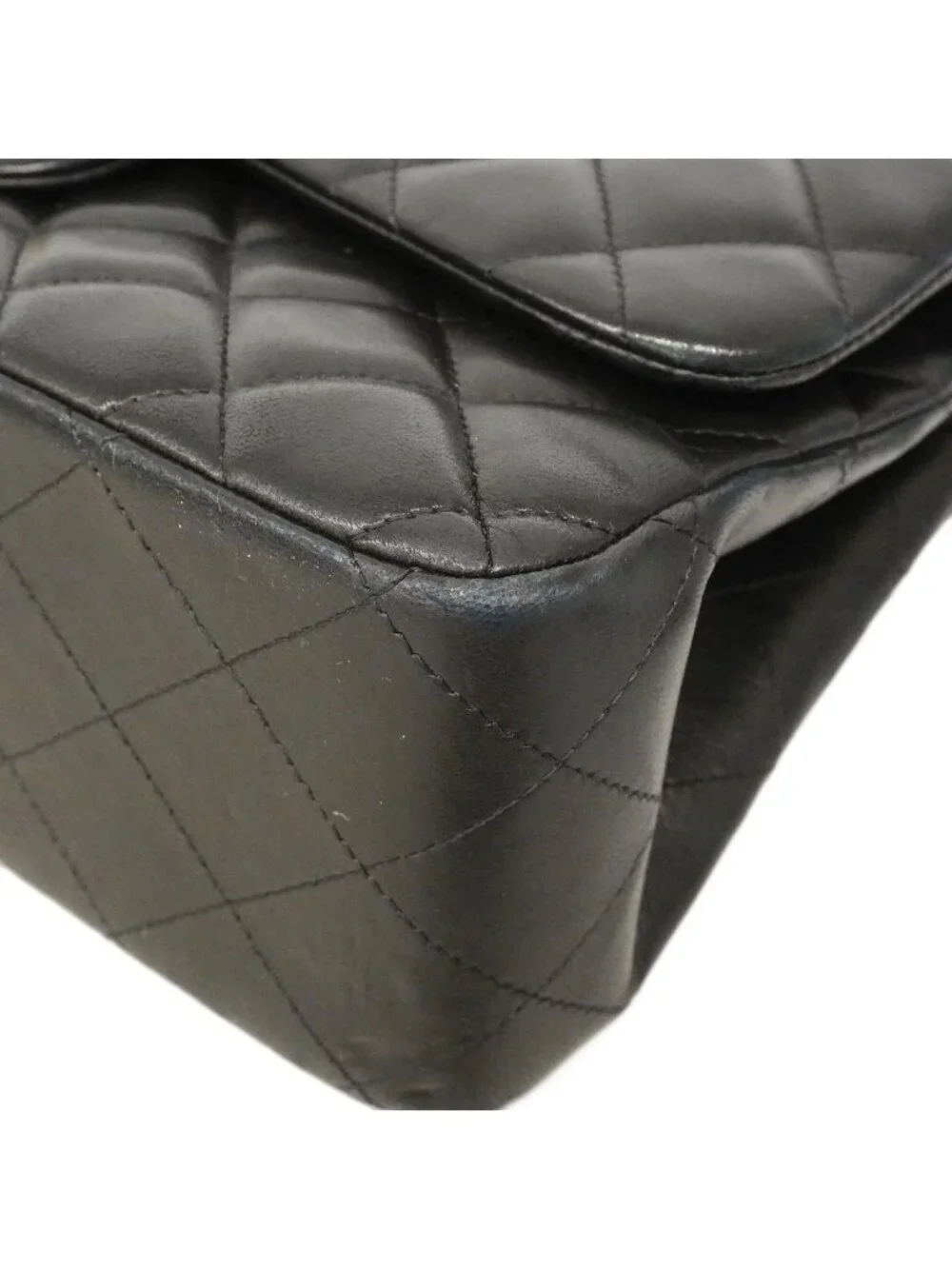 Chanel Shoulder Bag Deca Quilted Lambskin Black Gold
